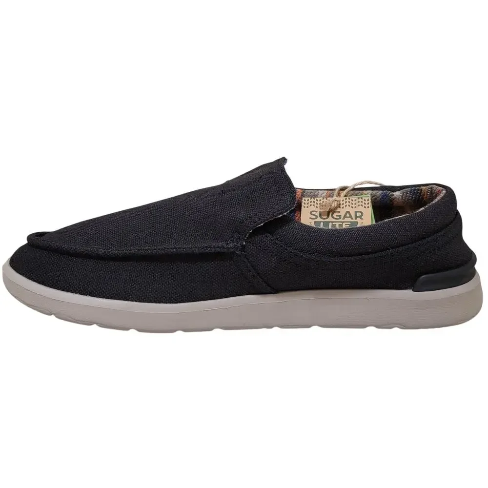 Sanuk Men Sidewalk Surfer Lite 2 Slip On Loafers Size US 10 Black Canvas